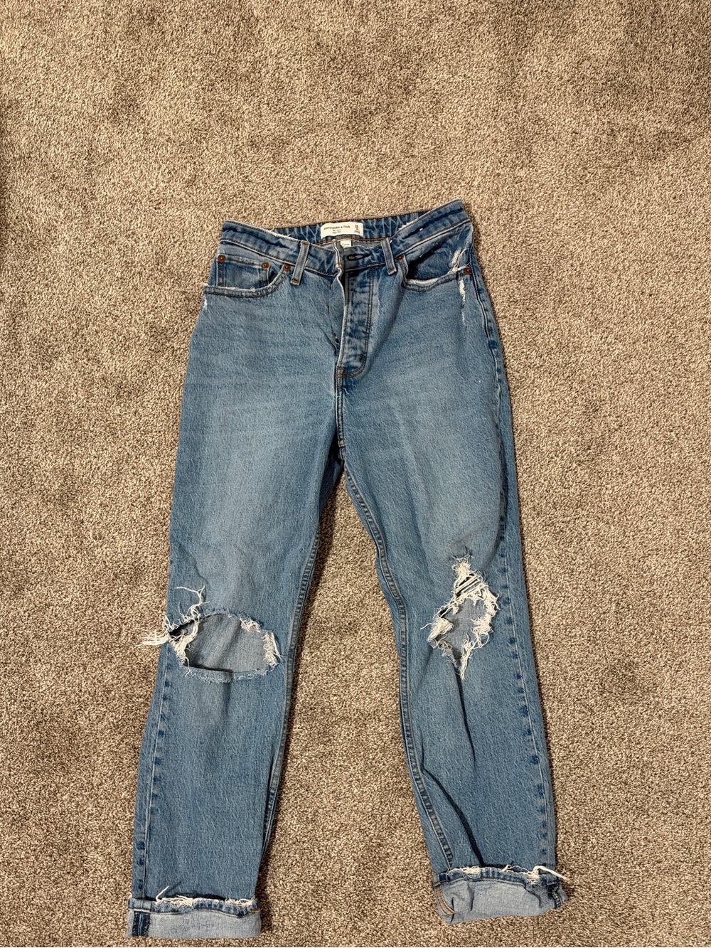 Abercrombie & Fitch Distressed Light Blue Boyfriend Jeans
